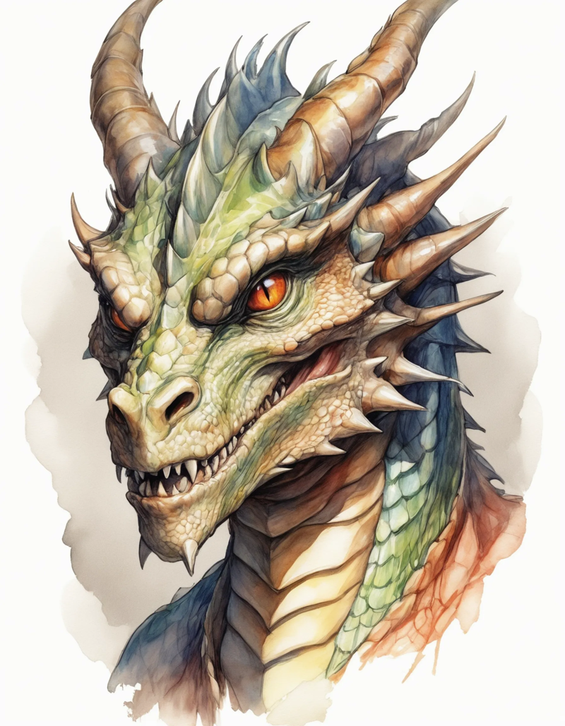 00018-headshot hand drawn sketch illustration of dragonkin dragon humanoid illustration watercolor sketch 1 1 best quality intricate d.webp